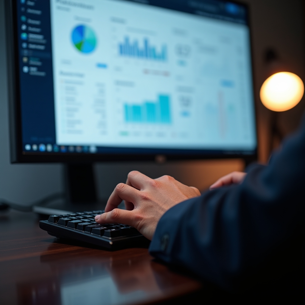 Piattaforma contabile digitale su schermo con dati organizzati