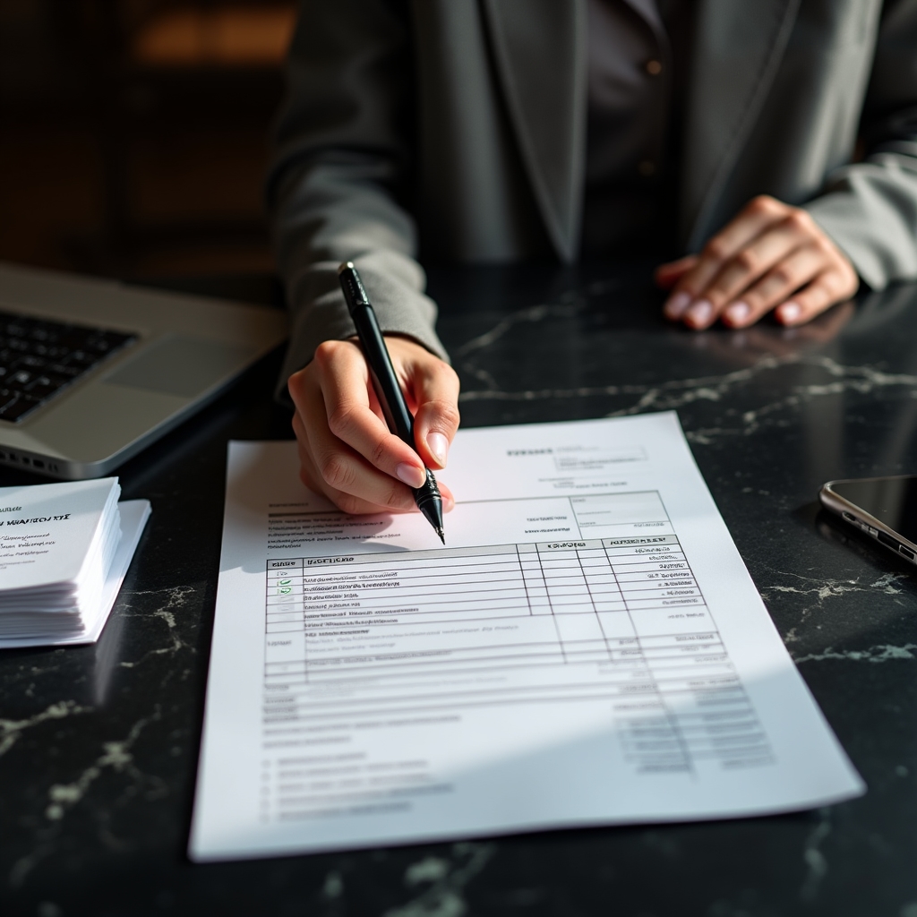 Elaborazione fatture su scrivania professionale